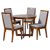 Baxton Studio Ana Modern Grey and Walnut Brown Wood 5-Piece Dining Set